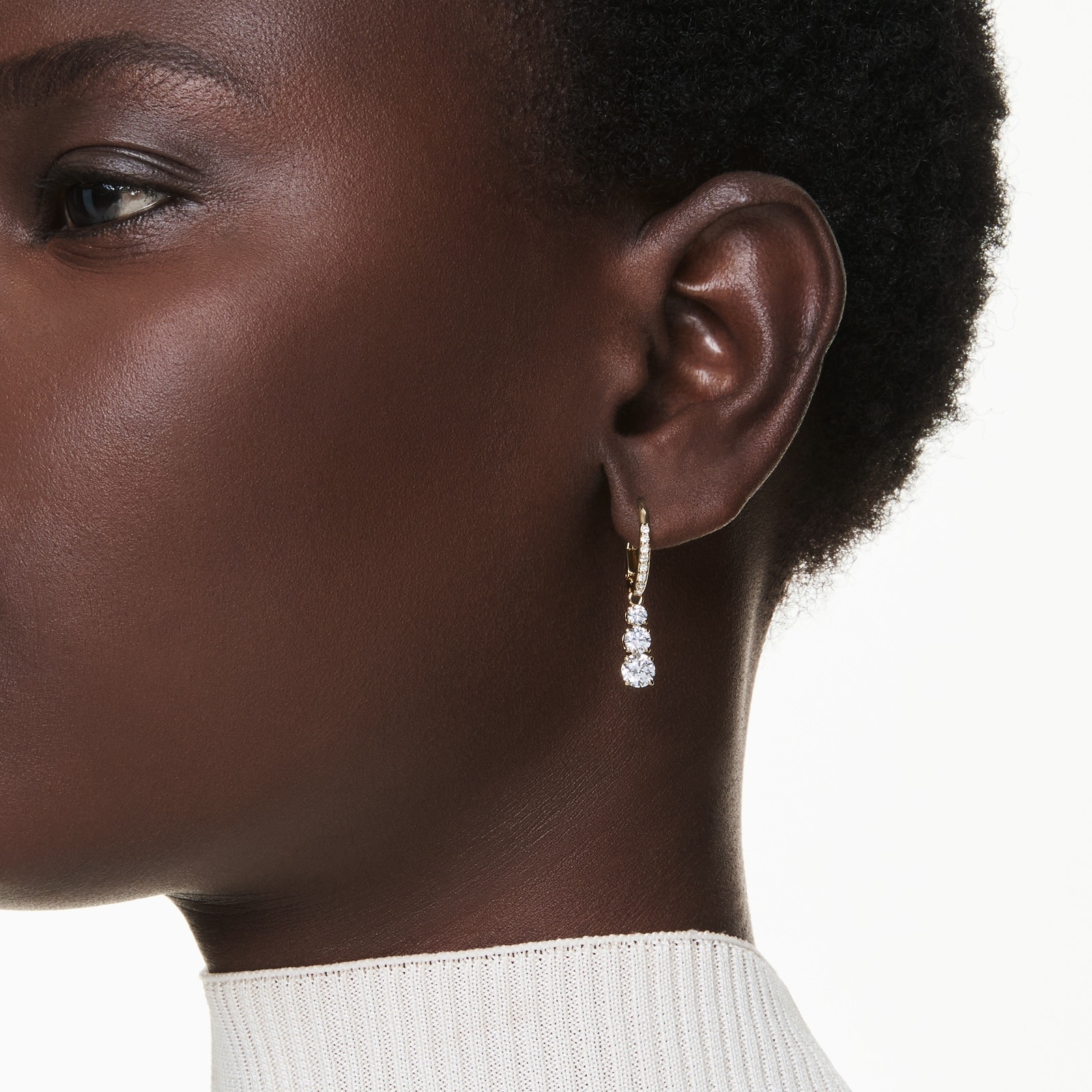 SWAROVSKI Stilla Yellow Gold Coloured Cubic Zirconia Drop Earrings