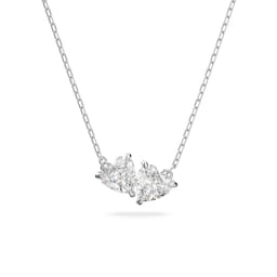37742541 - Mesmera White Rhodium Plated Cubic Zirconia Heart Pendant Necklace