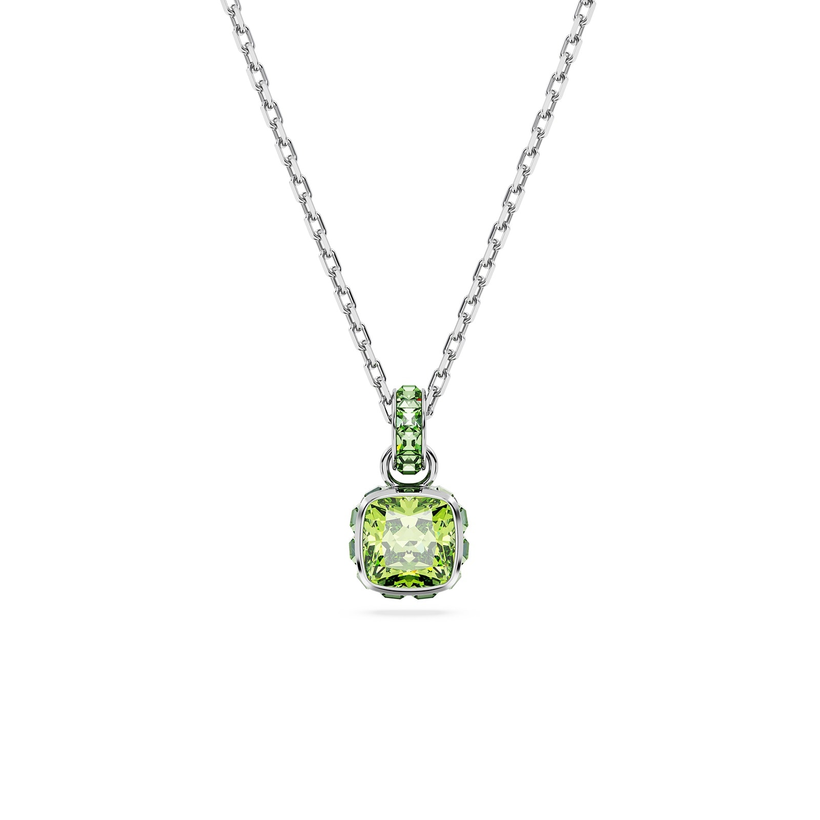 SWAROVSKI Birthstone White Rhodium Plated Green Crystal Pendant Necklace