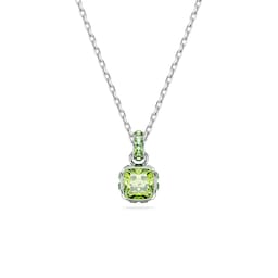 37742544 - Birthstone White Rhodium Plated Green Crystal Pendant Necklace