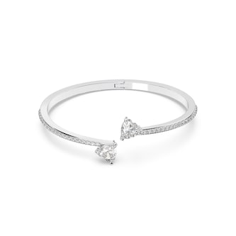 SWAROVSKI Mesmera White Rhodium Plated Cubic Zirconia Heart Bangle - Size Medium