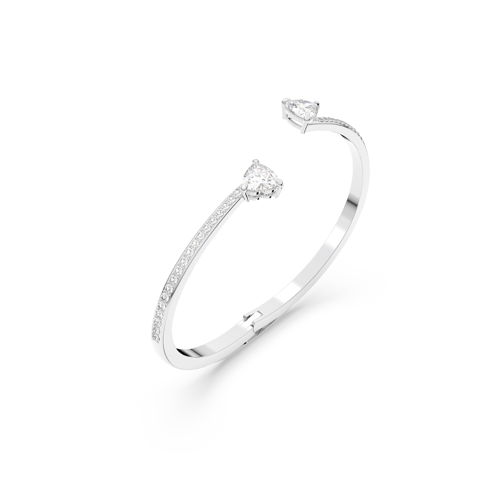 SWAROVSKI Mesmera White Rhodium Plated Cubic Zirconia Heart Bangle - Size Medium SWAROVSKI Mesmera White Rhodium Plated Cubic Zirconia Heart Bangle - Size Medium