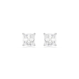 37742546 - Stilla White Rhodium Plated Cubic Zirconia Square Cut Stud Earrings