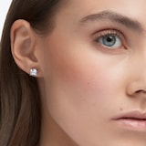 SWAROVSKI Stilla White Rhodium Plated Cubic Zirconia Square Cut Stud Earrings