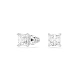SWAROVSKI Stilla White Rhodium Plated Cubic Zirconia Square Cut Stud Earrings