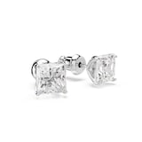 SWAROVSKI Stilla White Rhodium Plated Cubic Zirconia Square Cut Stud Earrings