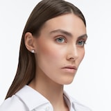 SWAROVSKI Stilla White Rhodium Plated Cubic Zirconia Square Cut Stud Earrings