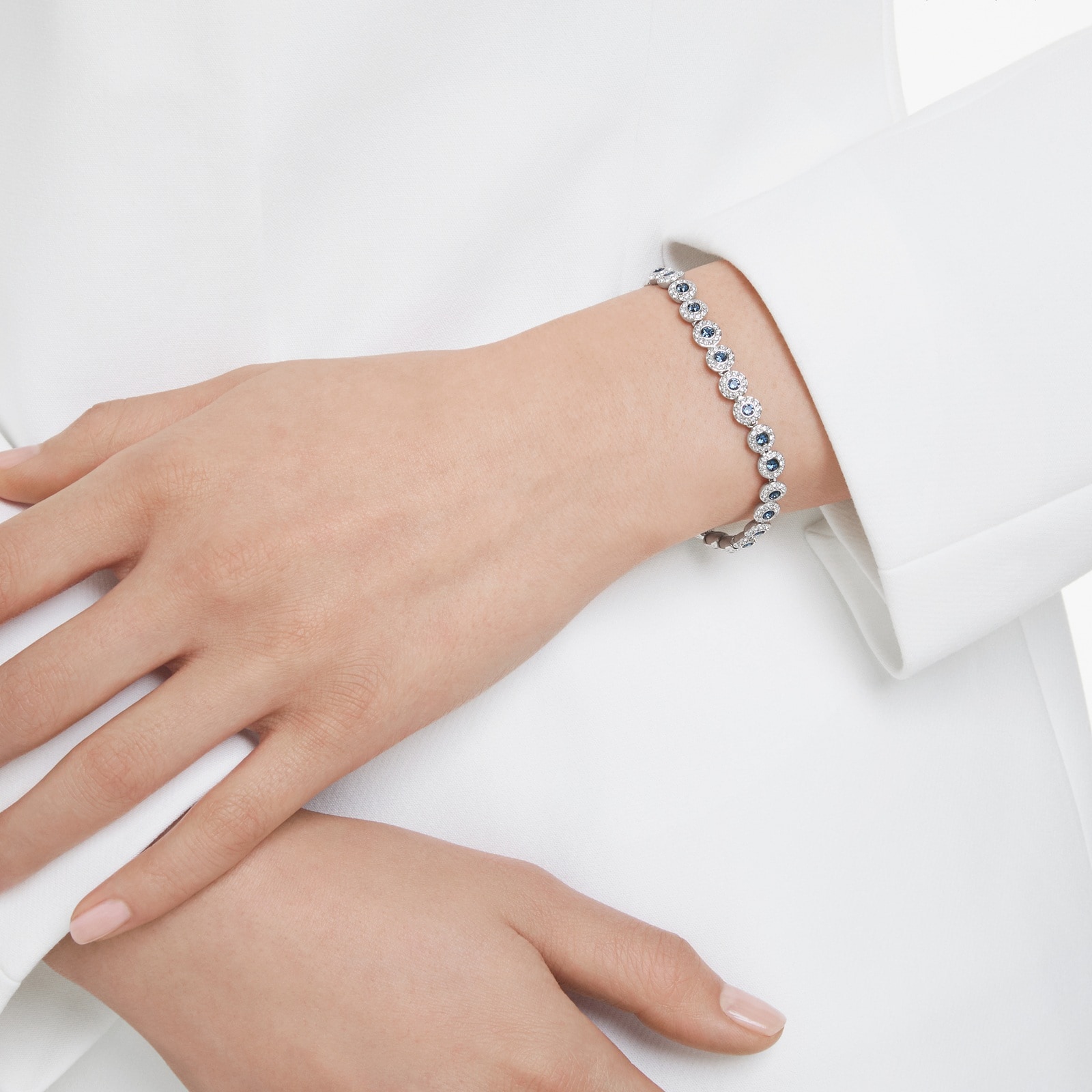 SWAROVSKI Una Angelic White Rhodium Plated Blue Crystal Bracelet