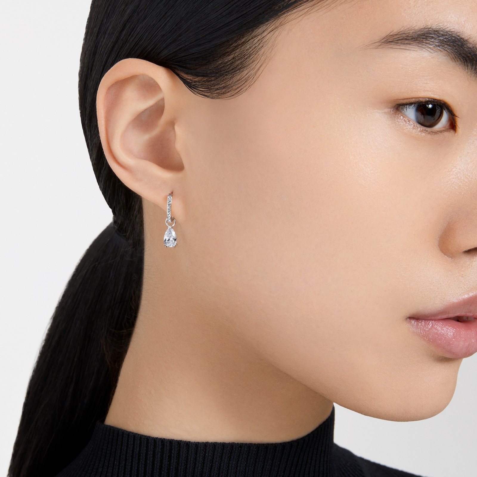 SWAROVSKI Stilla White Rhodium Plated Pear Cut Cubic Zirconia Drop Earrings SWAROVSKI Stilla White Rhodium Plated Pear Cut Cubic Zirconia Drop Earrings