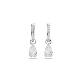 SWAROVSKI Stilla White Rhodium Plated Pear Cut Cubic Zirconia Drop Earrings