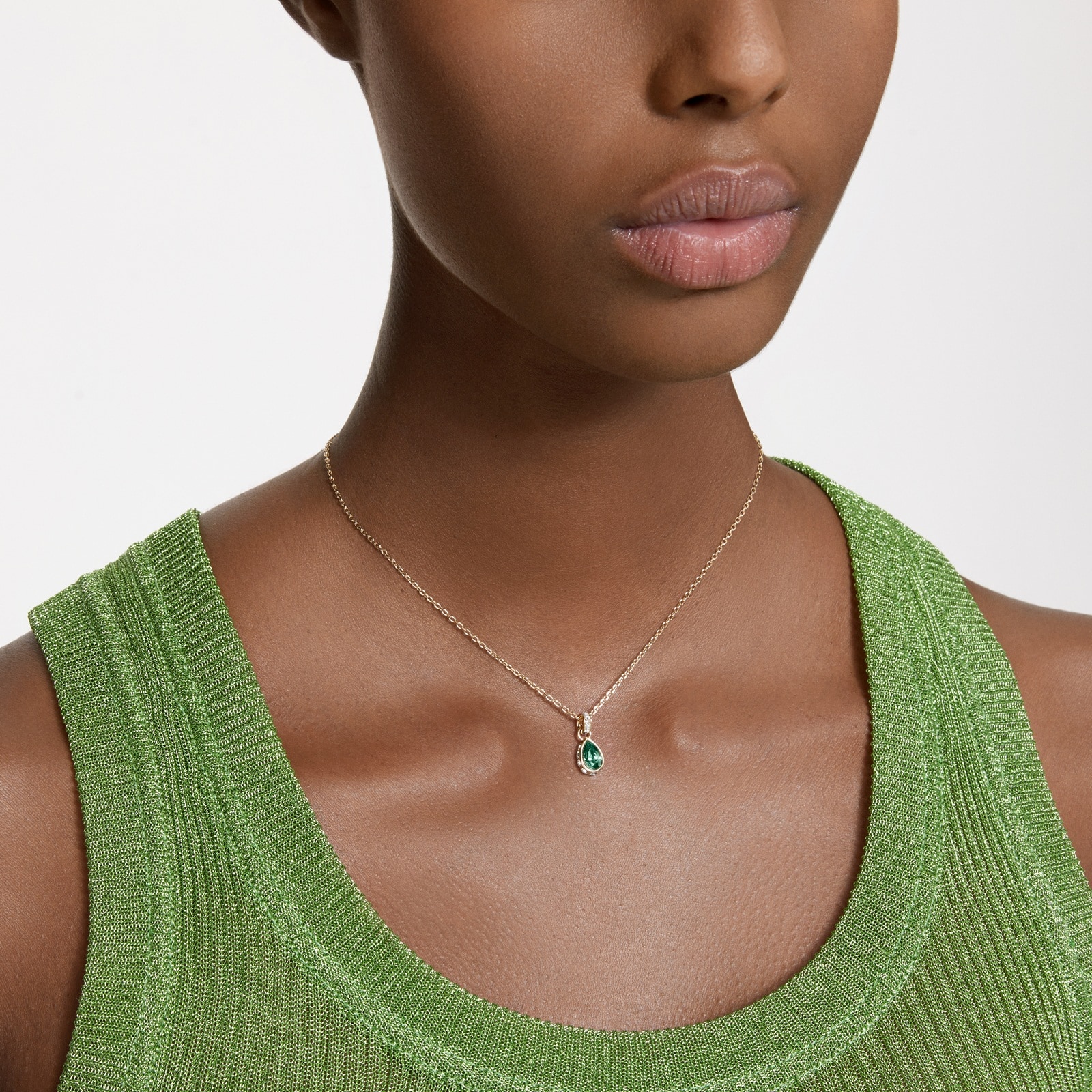 SWAROVSKI Chroma Yellow Gold Coloured Green Crystal Pendant Necklace