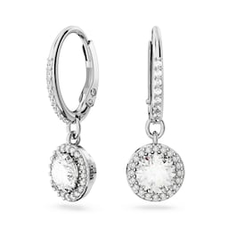 37742557 - Una Angelic White Rhodium Plated Cubic Zirconia Drop Earrings