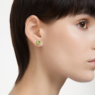 SWAROVSKI Birthstone White Rhodium Plated Green Crystal Stud Earrings
