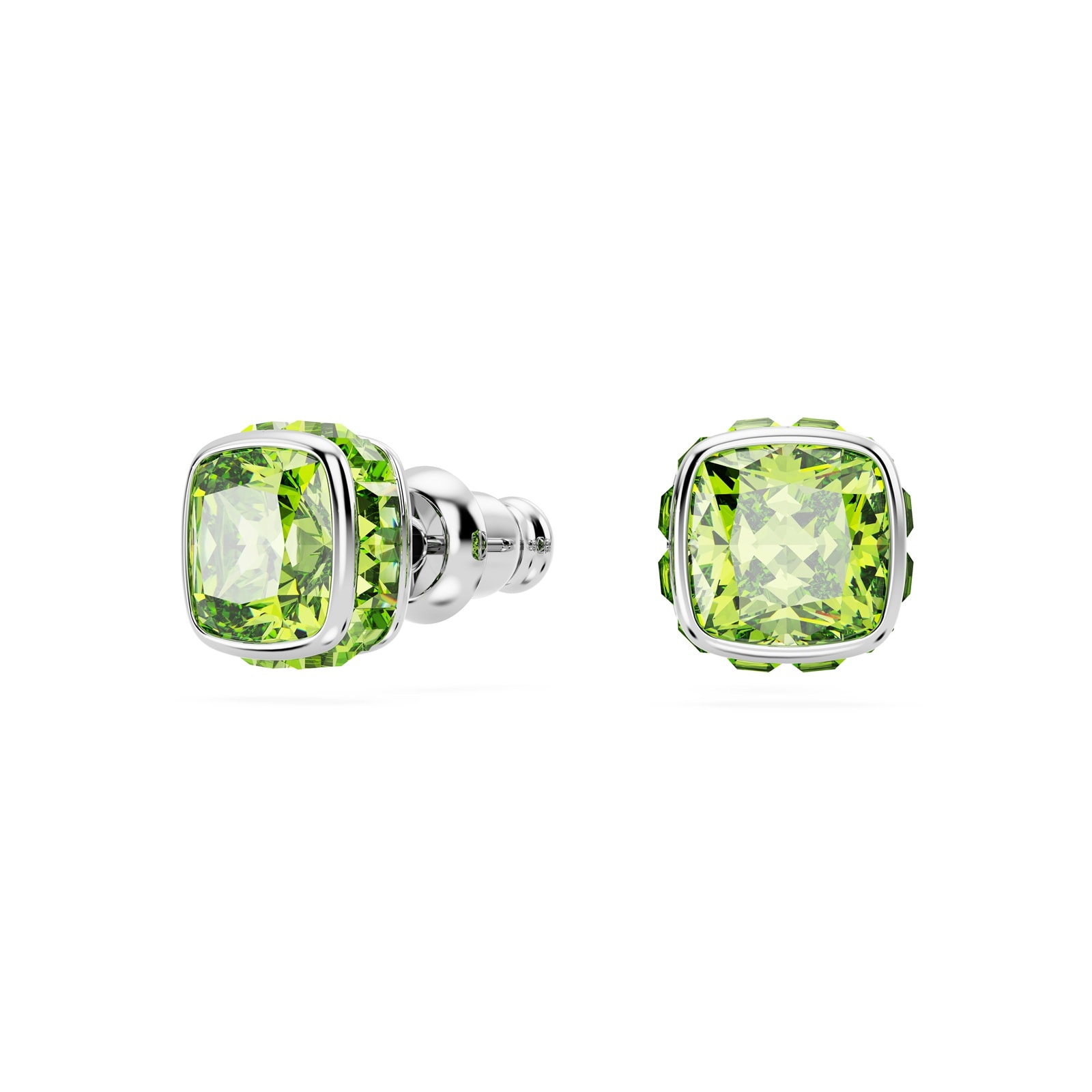 SWAROVSKI Birthstone White Rhodium Plated Green Crystal Stud Earrings