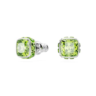 SWAROVSKI Birthstone White Rhodium Plated Green Crystal Stud Earrings