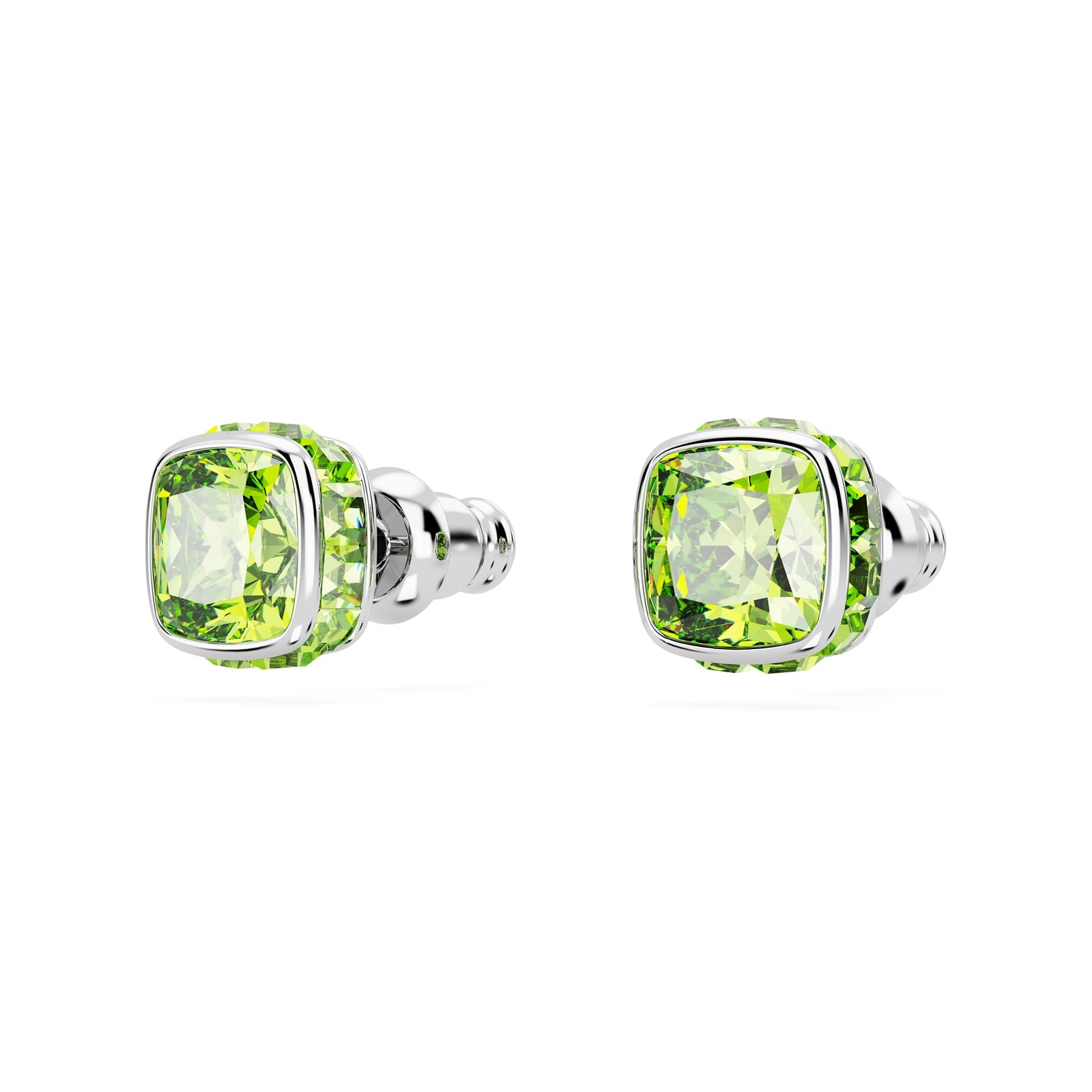 SWAROVSKI Birthstone White Rhodium Plated Green Crystal Stud Earrings