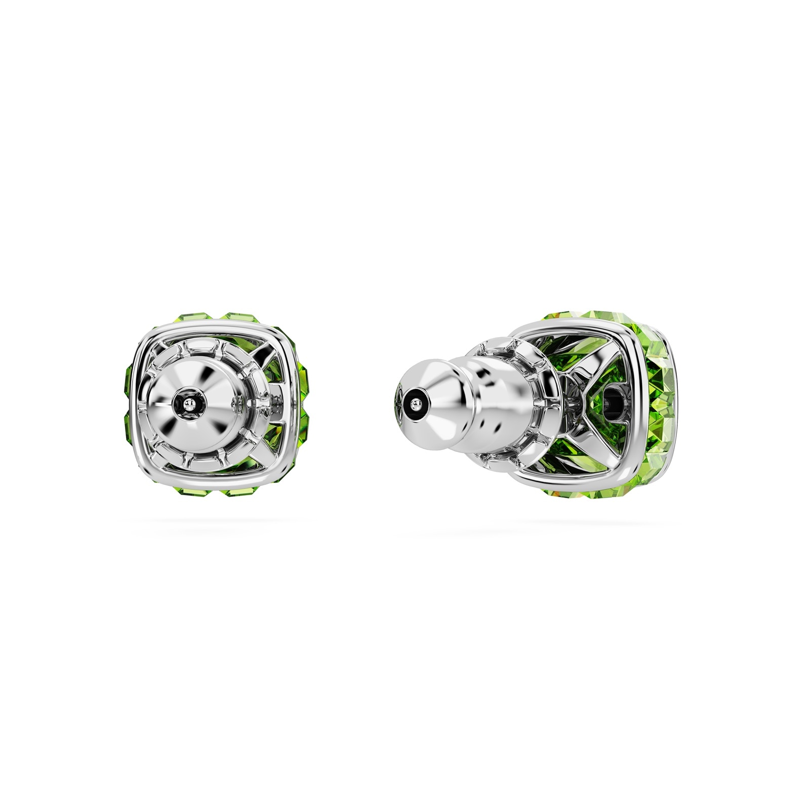 SWAROVSKI Birthstone White Rhodium Plated Green Crystal Stud Earrings