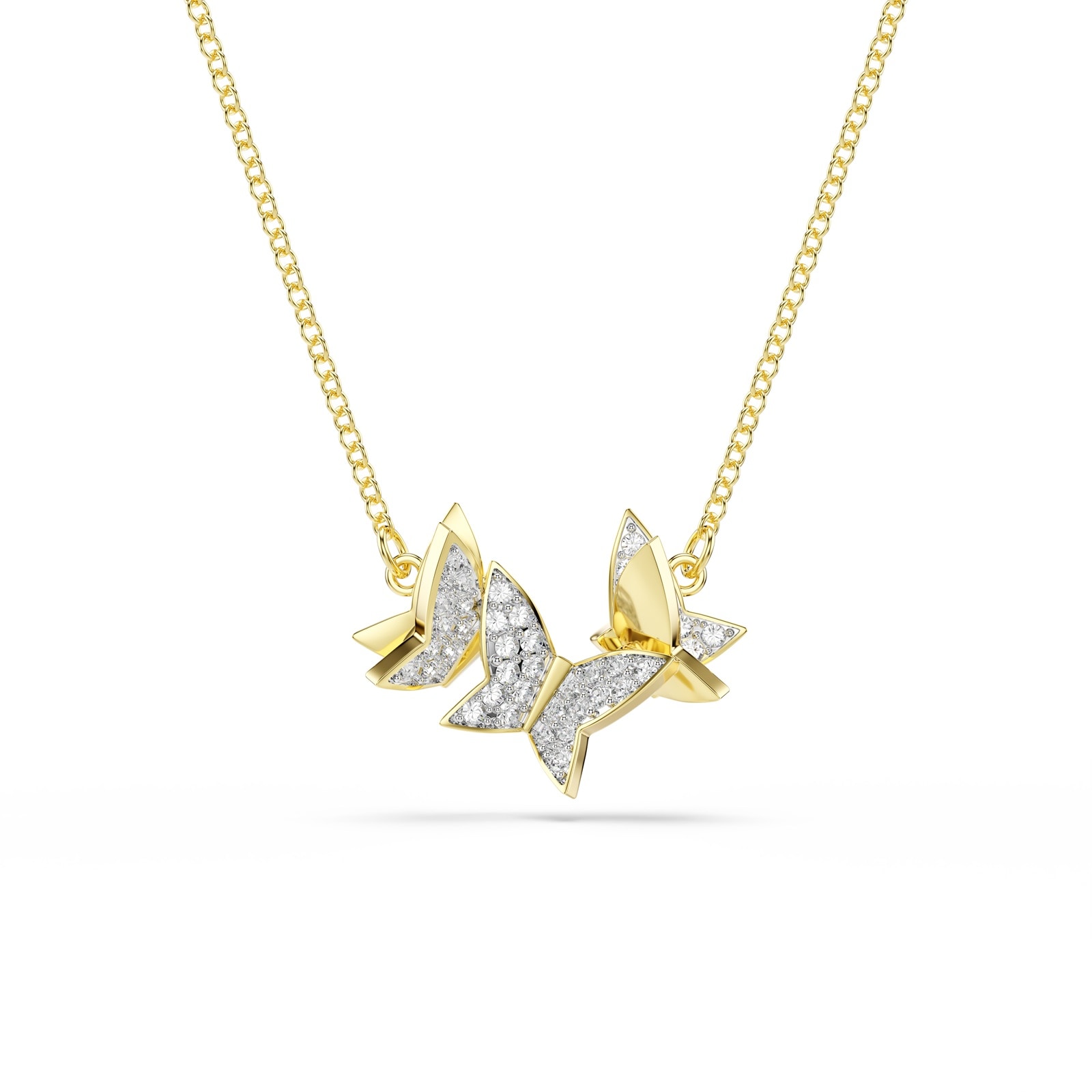 SWAROVSKI Idyllia Lilia Yellow Gold Coloured Cubic Zirconia Butterfly Pendant Necklace