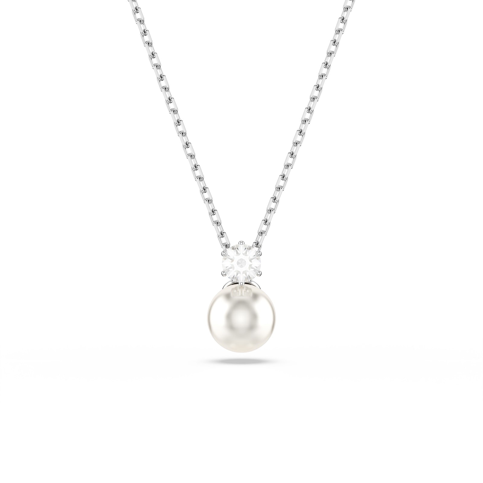 SWAROVSKI Matrix White Rhodium Plated Cubic Zirconia & Pearl Pendant Necklace