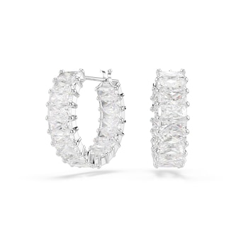 SWAROVSKI Matrix White Rhodium Plated Cubic Zirconia Hoop Earrings