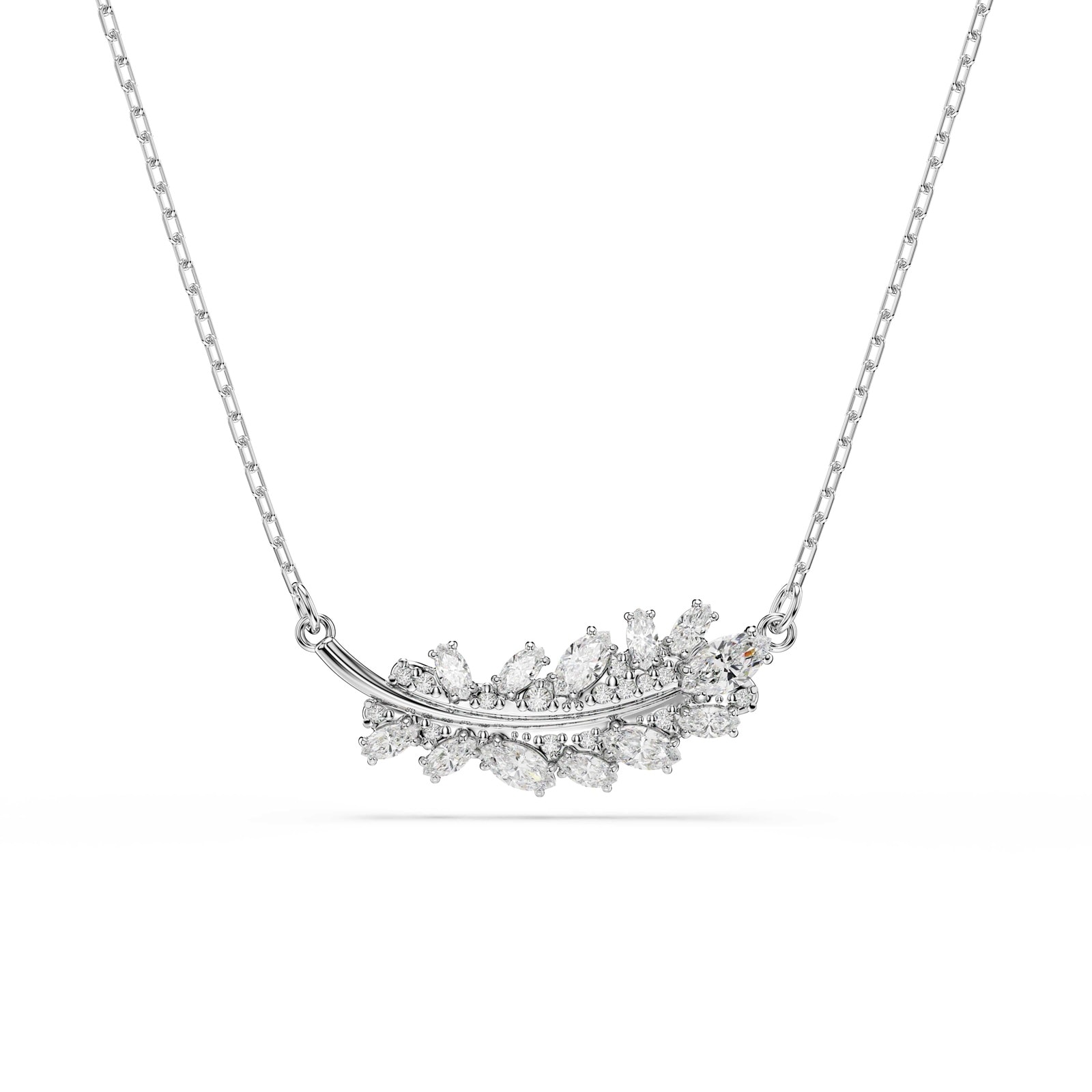 SWAROVSKI Vienna White Rhodium Plated Feather Mixed Cut Crystal Pendant Necklace SWAROVSKI Vienna White Rhodium Plated Feather Mixed Cut Crystal Pendant Necklace