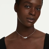 SWAROVSKI Vienna White Rhodium Plated Feather Mixed Cut Crystal Pendant Necklace
