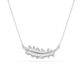 SWAROVSKI Vienna White Rhodium Plated Feather Mixed Cut Crystal Pendant Necklace