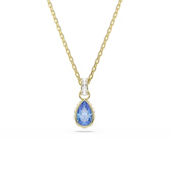 SWAROVSKI Chroma 18ct Yellow Gold Plated Pear Cut Blue Crystal Pendant Necklace SWAROVSKI Chroma 18ct Yellow Gold Plated Pear Cut Blue Crystal Pendant Necklace
