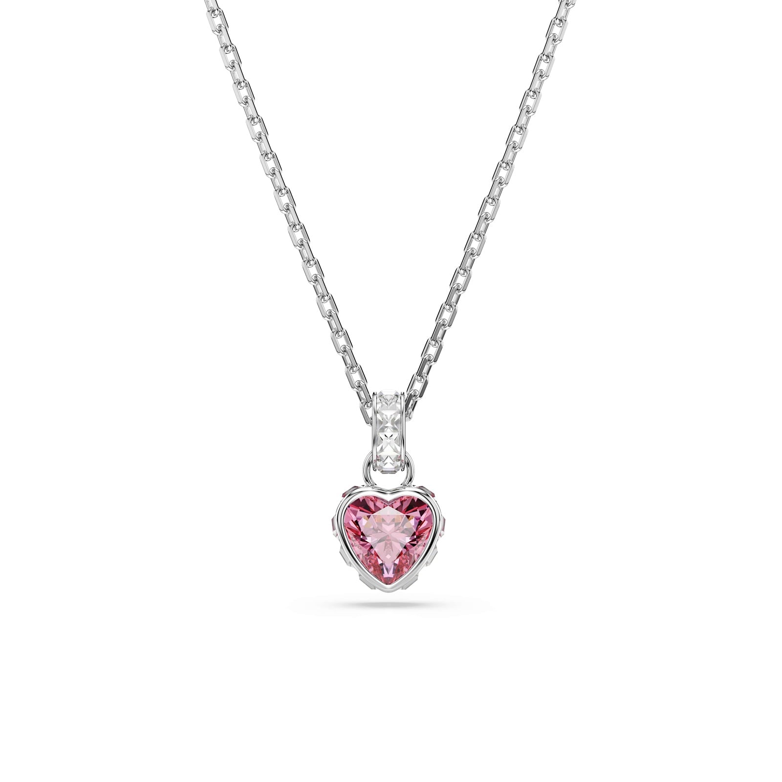 Swarovski Chroma Silver Pink Mixed Cuts Heart Necklace