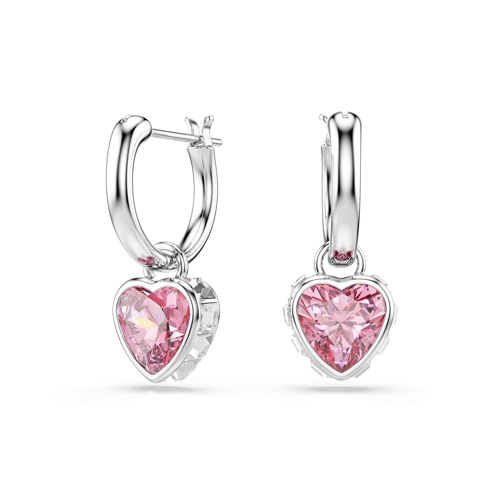 SWAROVSKI Chroma White Rhodium Plated Pink Crystal Heart Drop Earrings SWAROVSKI Chroma White Rhodium Plated Pink Crystal Heart Drop Earrings