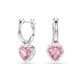 SWAROVSKI Chroma White Rhodium Plated Pink Crystal Heart Drop Earrings