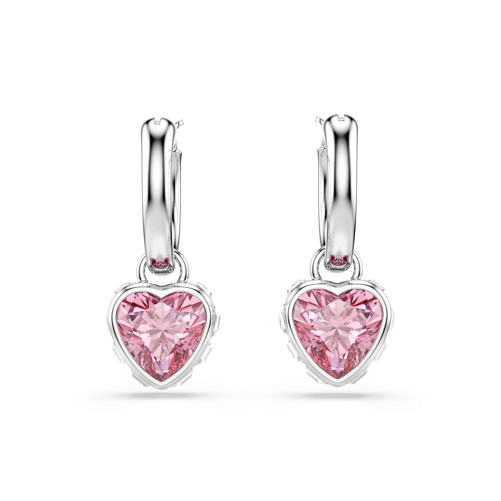 SWAROVSKI Chroma White Rhodium Plated Pink Crystal Heart Drop Earrings SWAROVSKI Chroma White Rhodium Plated Pink Crystal Heart Drop Earrings