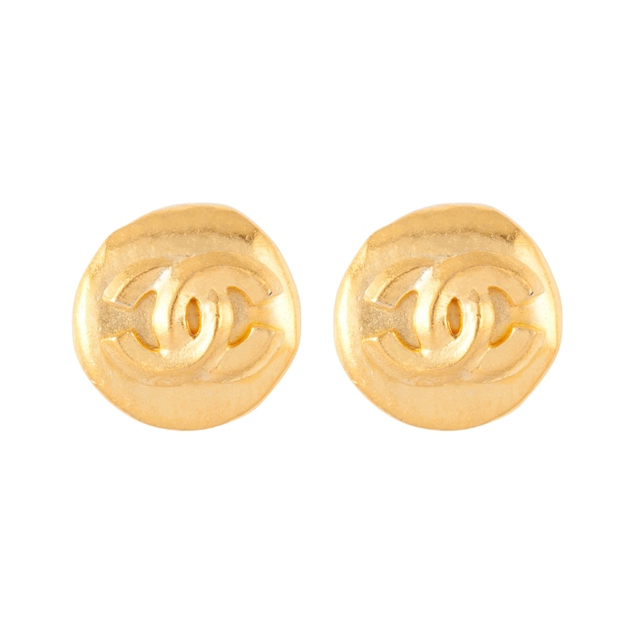 Susan Caplan Exclusive Vintage Chanel Raised Logo Earrings From Susan Caplan