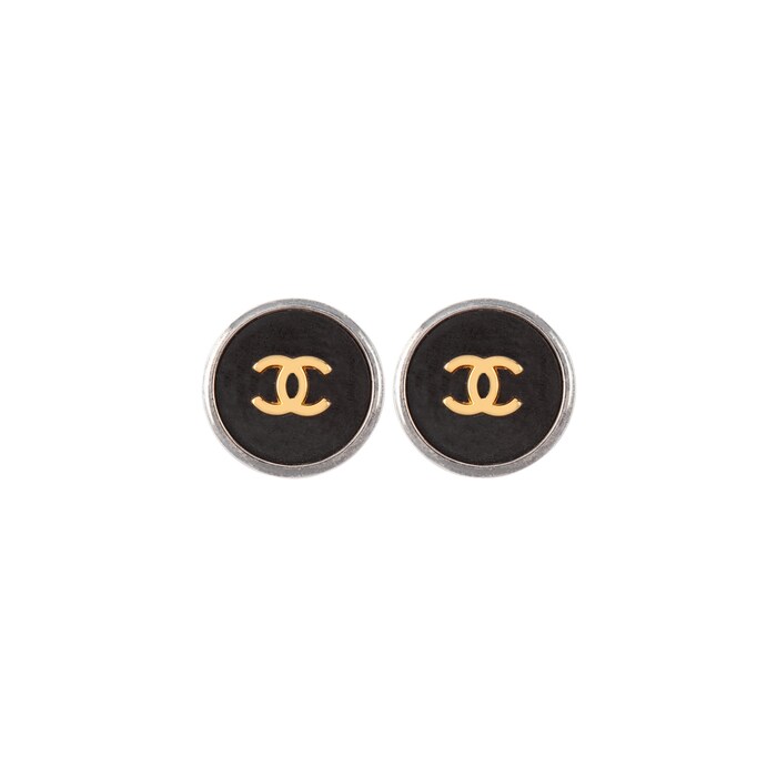 Susan Caplan Exclusive Vintage Silver & Black CC Chanel Earrings