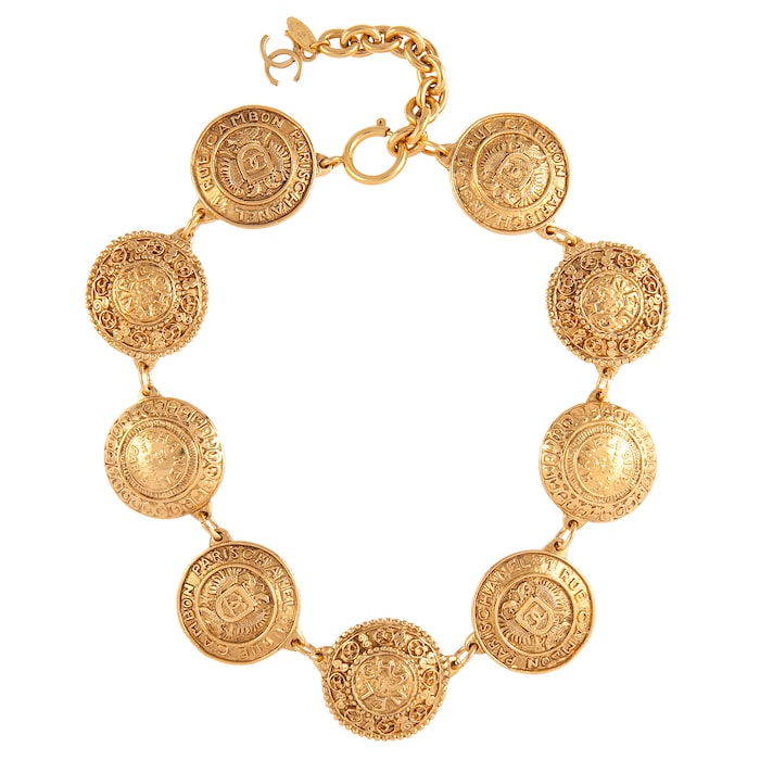 Susan Caplan Exclusive Vintage Chanel Gold Plated Coin Necklace From Susan Caplan