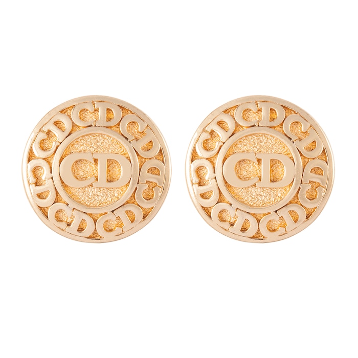 Susan Caplan Exclusive Susan Caplan Vintage Christian Dior Gold Plated Monogram Clip On Earrings