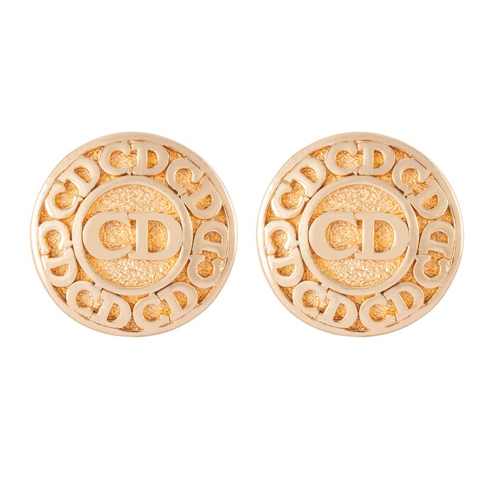 Susan Caplan Exclusive Susan Caplan Vintage Christian Dior Gold Plated Monogram Clip On Earrings