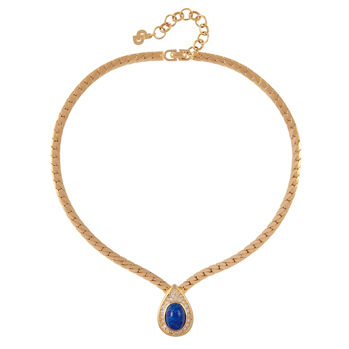 Susan Caplan Exclusive Vintage Blue Pear Crystal Dior Necklace