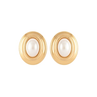 Susan Caplan Exclusive Susan Caplan Vintage Synthetic Pearl Oval Dior Earrings