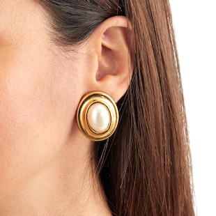 Susan Caplan Exclusive Susan Caplan Vintage Synthetic Pearl Oval Dior Earrings