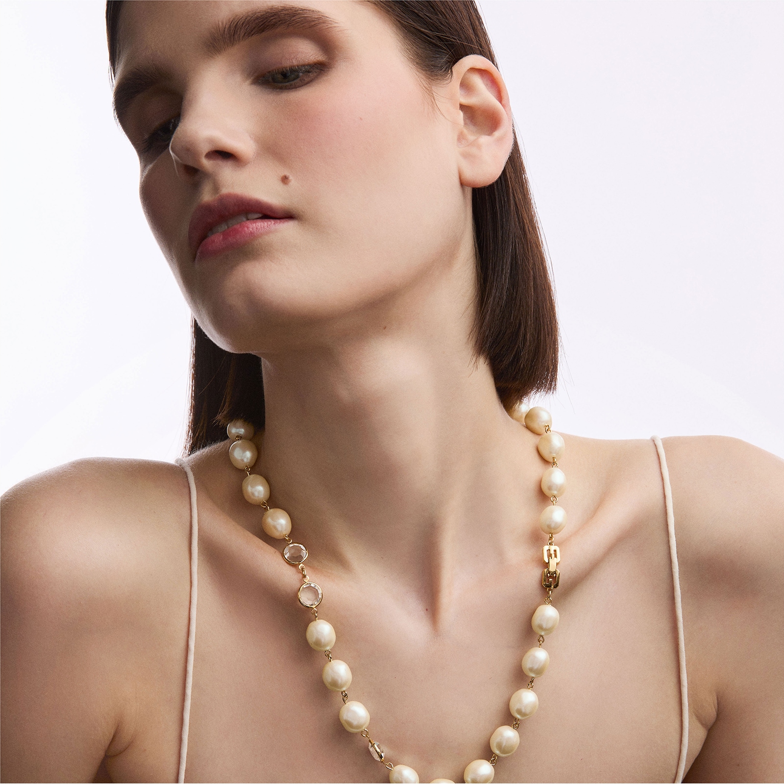 Susan Caplan Vintage Yellow Gold Plated Givenchy Fresh Water Pearl Crystal Necklace NL021632 Goldsmiths