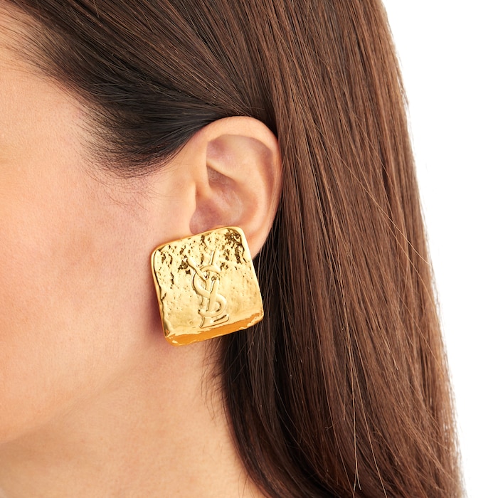 Susan Caplan Exclusive Susan Caplan Vintage Yves Saint Laurent Textured Logo Earrings