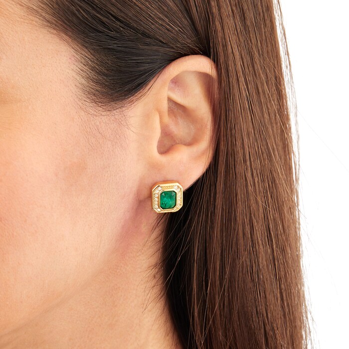 Susan Caplan Exclusive Susan Caplan Vintage Dior Faux Emerald & Cubic Zirconia Earrings