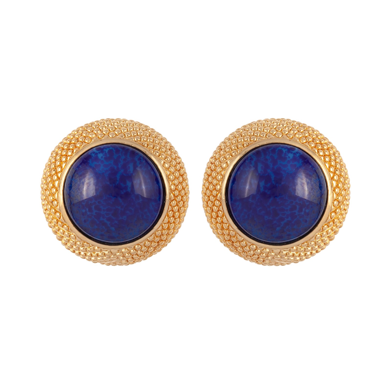 Susan Caplan Exclusive Susan Caplan Vintage Christian Dior Gold Plated O Sized Domed Blue Earrings