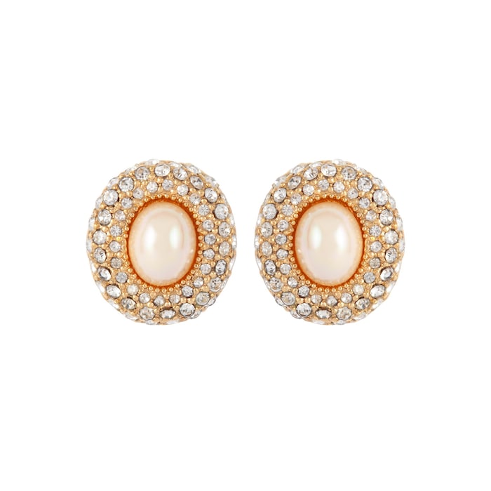 Susan Caplan Exclusive Susan Caplan Vintage Christian Dior Gold Plated Faux Pearl Oval Earrings