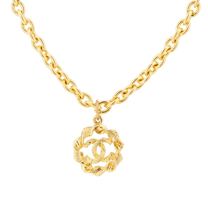 Susan Caplan Exclusive Vintage Chanel Gold Plated CC Rope Charm Pendant From Susan Caplan