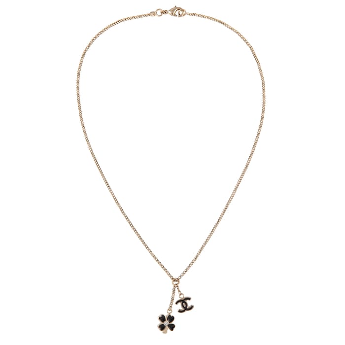 Susan Caplan Exclusive Vintage Chanel Gold Plated CC Clover Charm Pendant From Susan Caplan