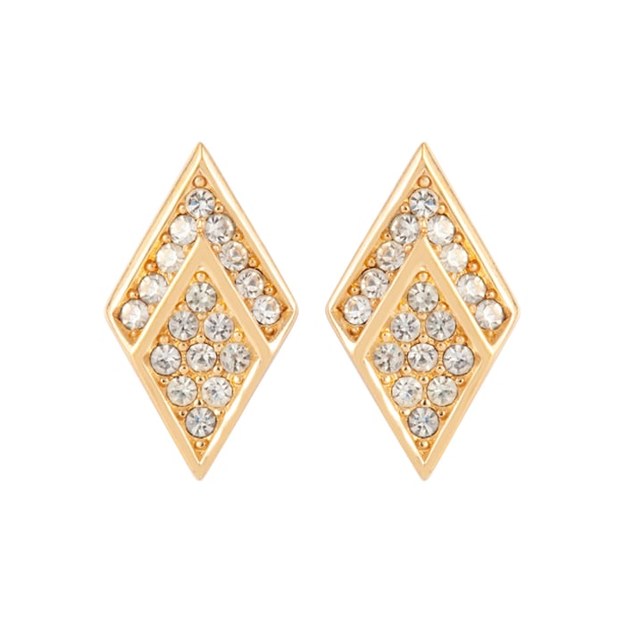 Susan Caplan Exclusive Susan Caplan Vintage Dior Gold Plated Rhombus Crystal Earrings
