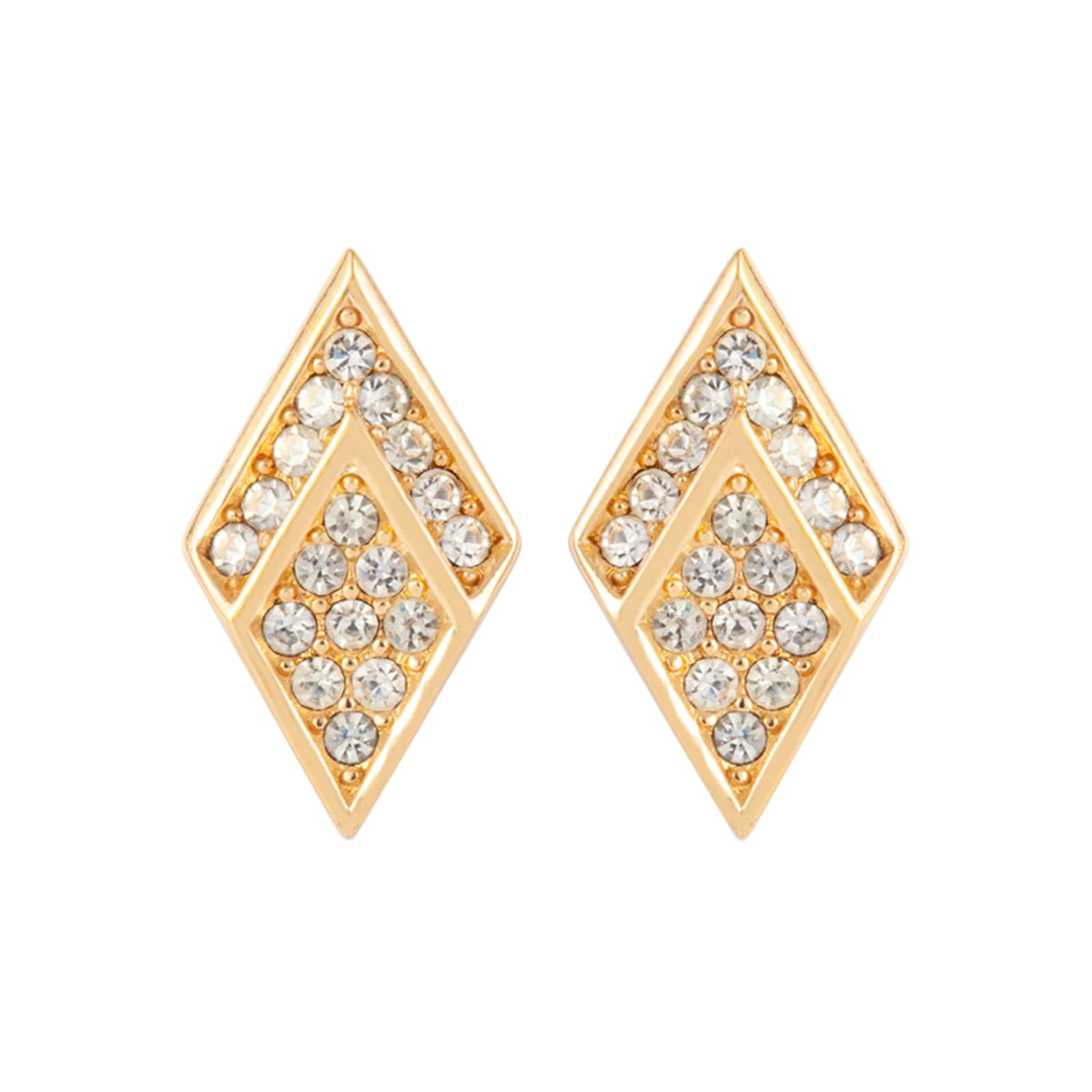 Susan Caplan Exclusive Susan Caplan Vintage Dior Gold Plated Rhombus Crystal Earrings