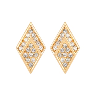 Susan Caplan Exclusive Susan Caplan Vintage Dior Gold Plated Rhombus Crystal Earrings